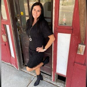 Elegant Black Fringe / Eyelash Dress